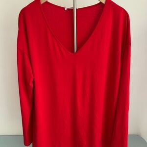 Elegant Red V-Neck Blouse